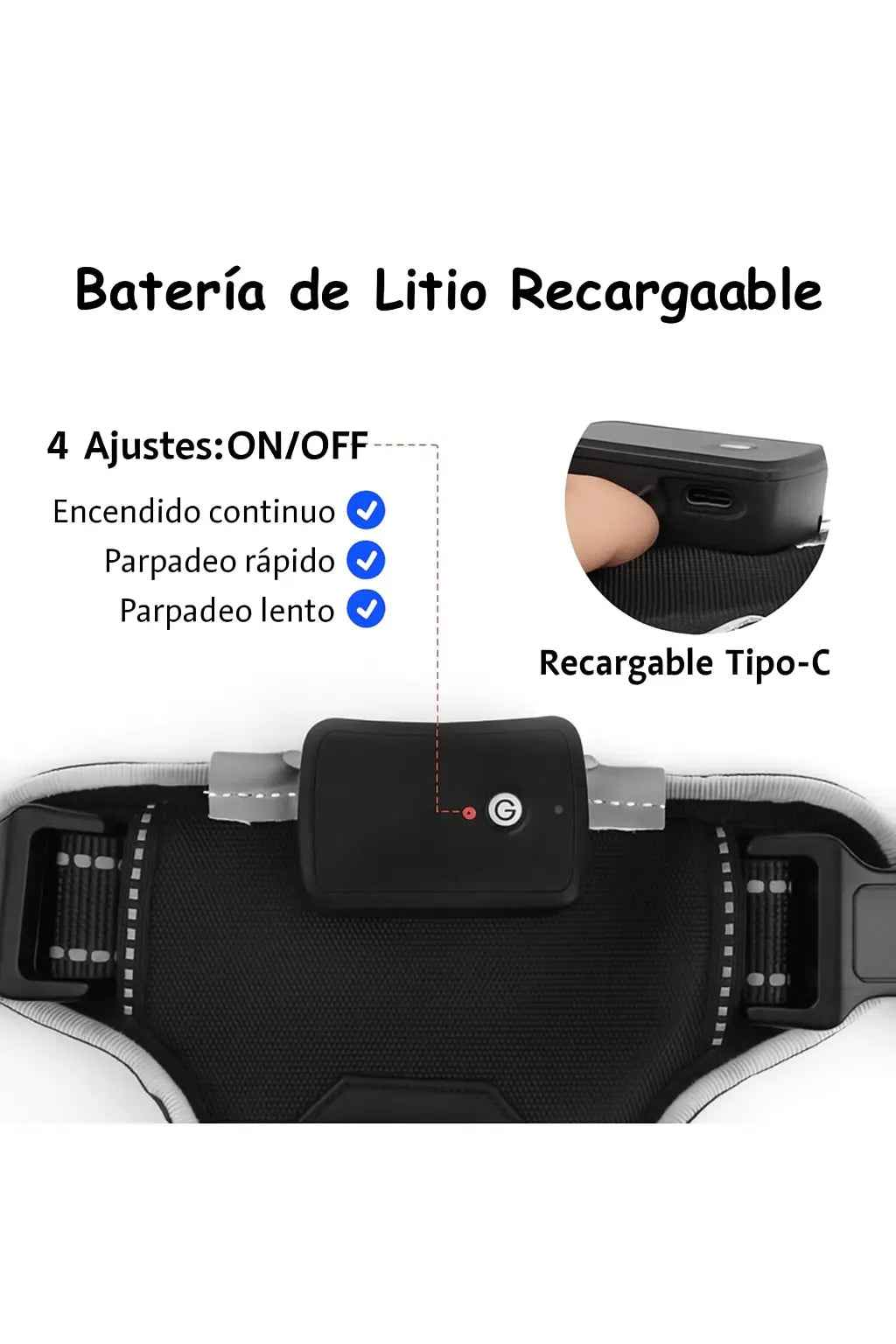 Arnés LED de Seguridad para Perros Recargable