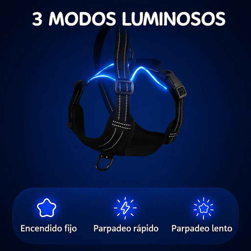 Arnés LED de Seguridad para Perros Recargable