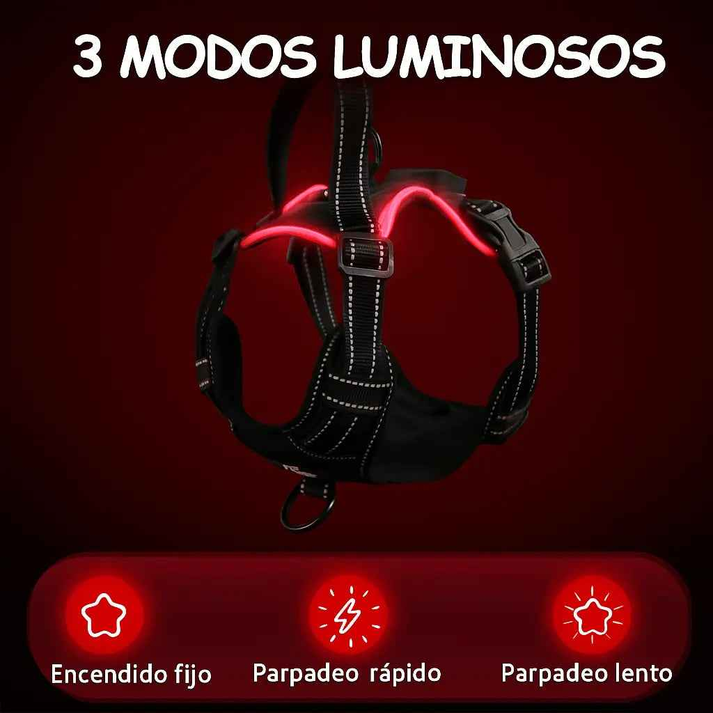 Arnés LED de Seguridad para Perros Recargable