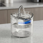 Bebedero tipo grifo transparente para gatos y perros, fuente agua depósito visible 1.8L, despacho Chile