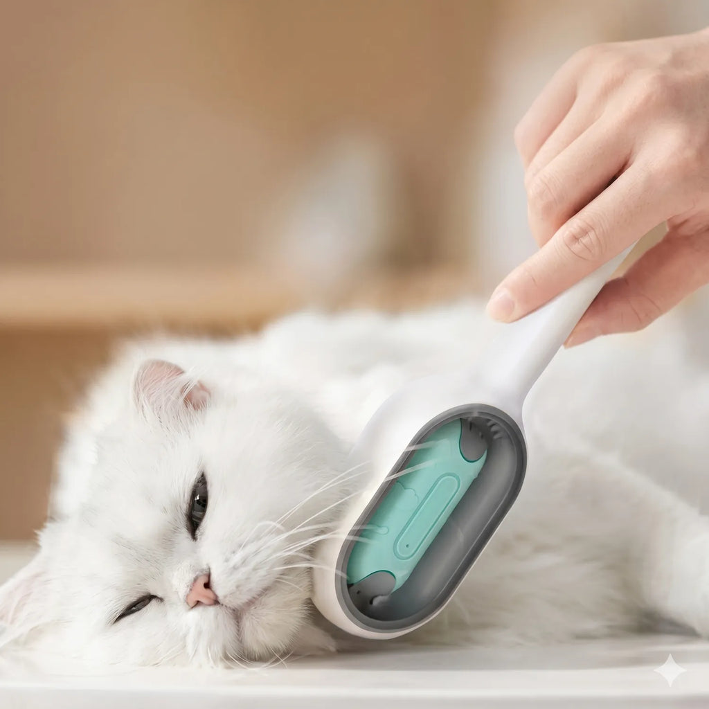 Cepillo ergonómico gato pelo largo blanco pelo muerto sin tirones – mascotas Chile