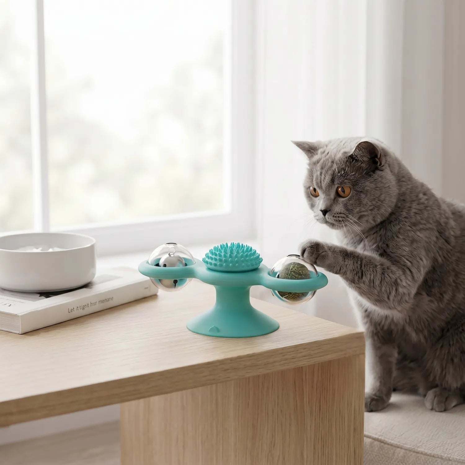 Juguete interior gatos molino viento sin batería – no tóxico seguro felinos, tienda mascotas Chile