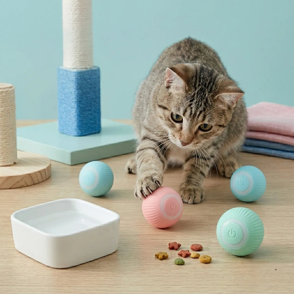Pelota inteligente gatos LED 360 juguete eléctrico interior – tienda mascotas Chile