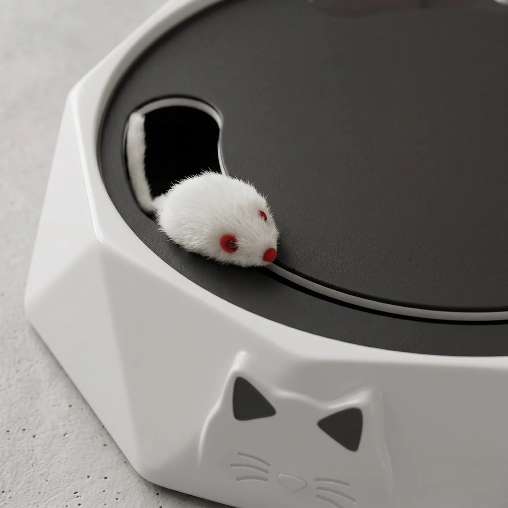 Ratón automatizado tocadiscos eléctrico gatos peluche suave movimiento circular, tienda mascotas Chile